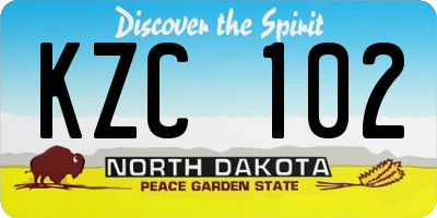 ND license plate KZC102