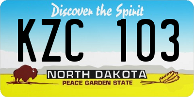 ND license plate KZC103