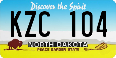 ND license plate KZC104