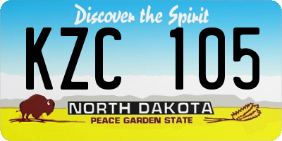 ND license plate KZC105