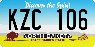 ND license plate KZC106