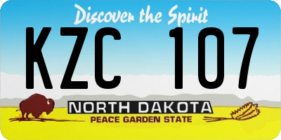 ND license plate KZC107