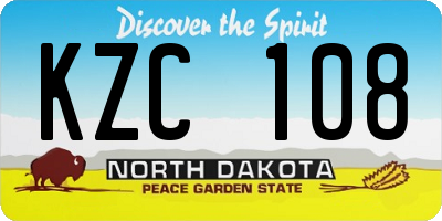ND license plate KZC108