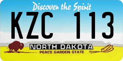ND license plate KZC113