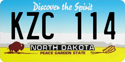 ND license plate KZC114