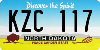 ND license plate KZC117
