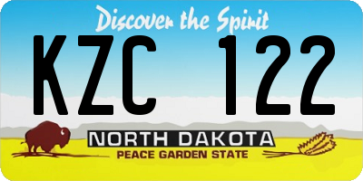 ND license plate KZC122