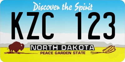ND license plate KZC123