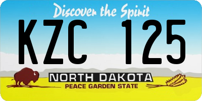 ND license plate KZC125