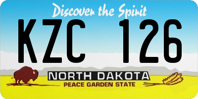 ND license plate KZC126