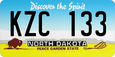 ND license plate KZC133