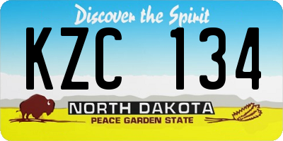 ND license plate KZC134