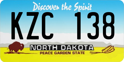 ND license plate KZC138