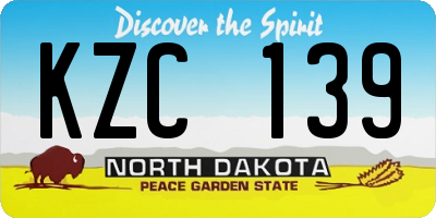 ND license plate KZC139