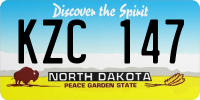 ND license plate KZC147