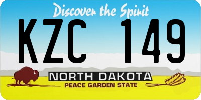 ND license plate KZC149