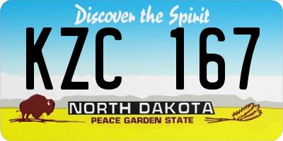 ND license plate KZC167
