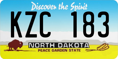 ND license plate KZC183