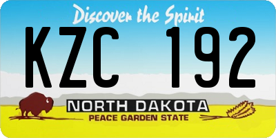 ND license plate KZC192