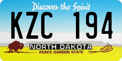 ND license plate KZC194