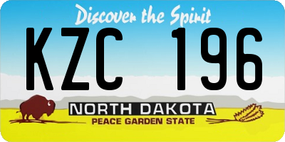 ND license plate KZC196