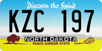 ND license plate KZC197