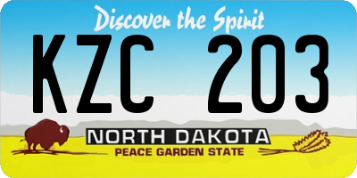 ND license plate KZC203