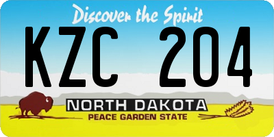 ND license plate KZC204