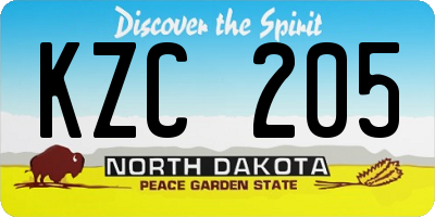 ND license plate KZC205