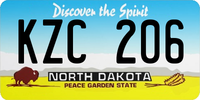 ND license plate KZC206