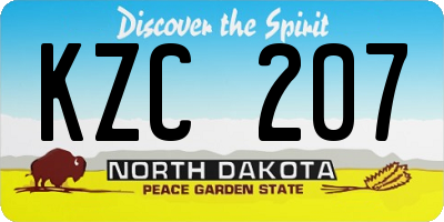 ND license plate KZC207