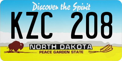 ND license plate KZC208