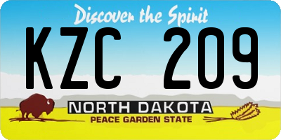 ND license plate KZC209