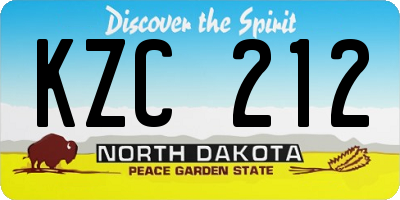 ND license plate KZC212