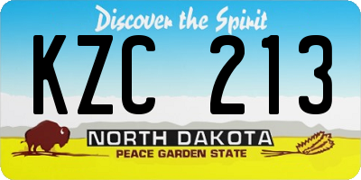 ND license plate KZC213