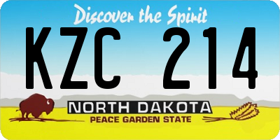 ND license plate KZC214