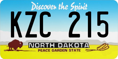 ND license plate KZC215