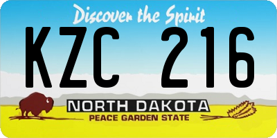 ND license plate KZC216
