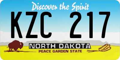 ND license plate KZC217