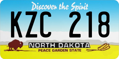 ND license plate KZC218