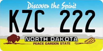 ND license plate KZC222