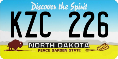 ND license plate KZC226