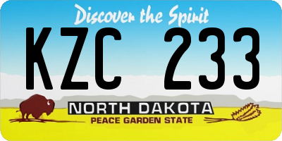 ND license plate KZC233