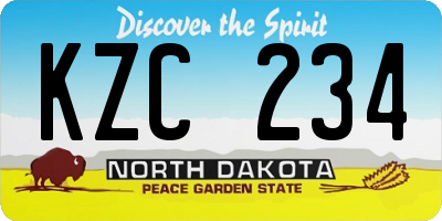 ND license plate KZC234