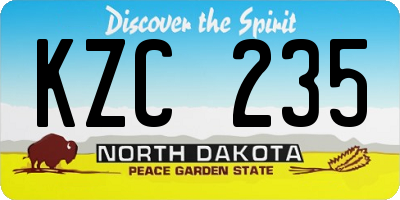 ND license plate KZC235