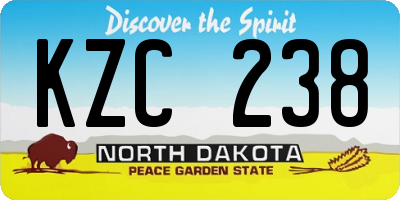 ND license plate KZC238
