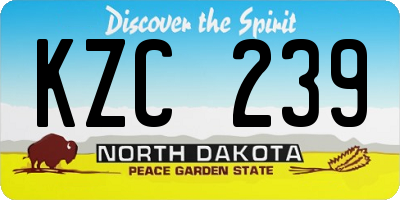 ND license plate KZC239