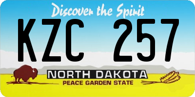 ND license plate KZC257