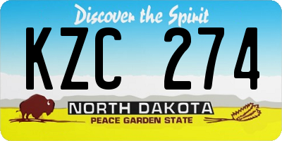 ND license plate KZC274