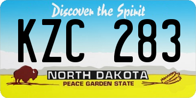 ND license plate KZC283